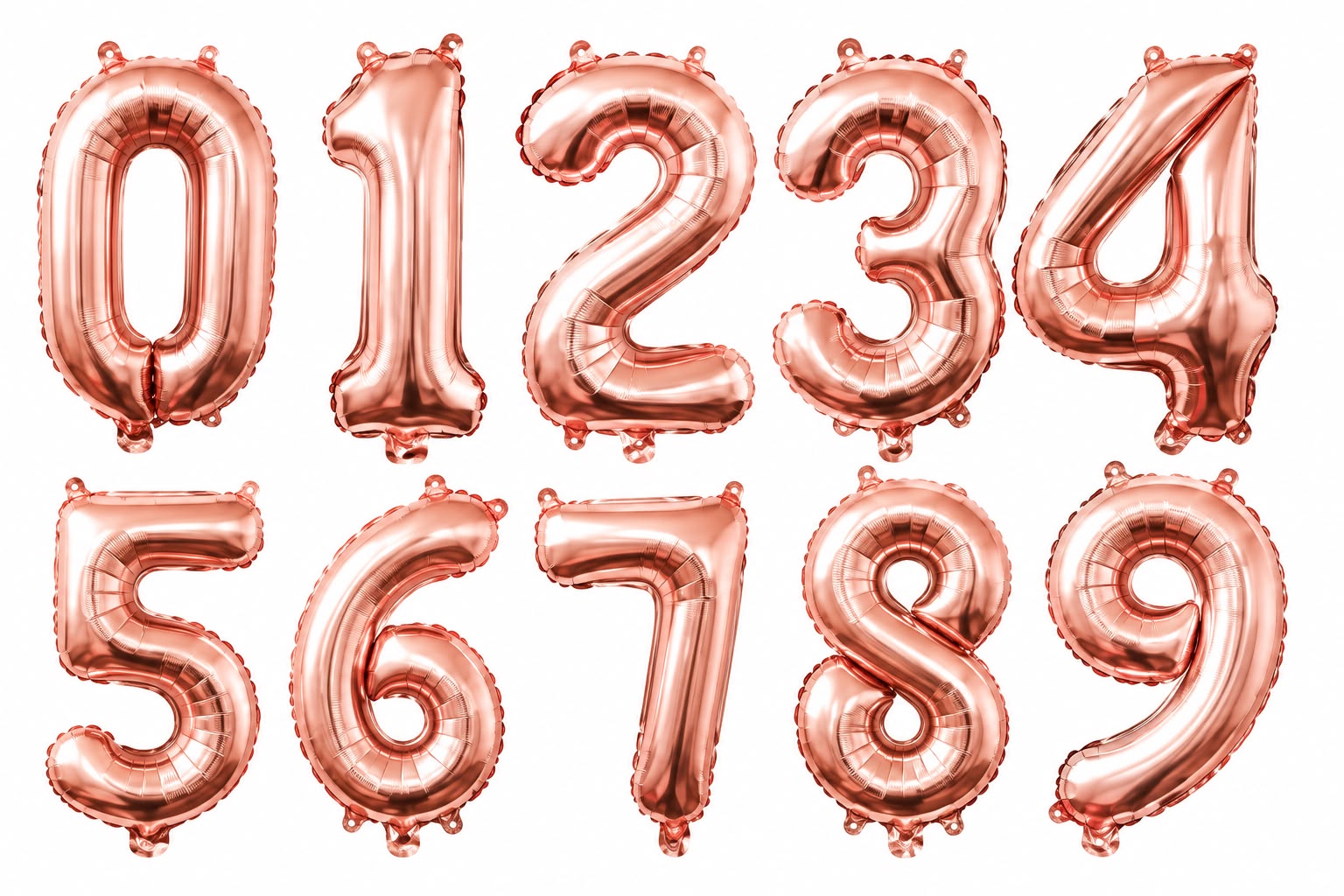 Globo Numero Metalizado Oro Rosa , platiado , dorado 16 Pulgadas