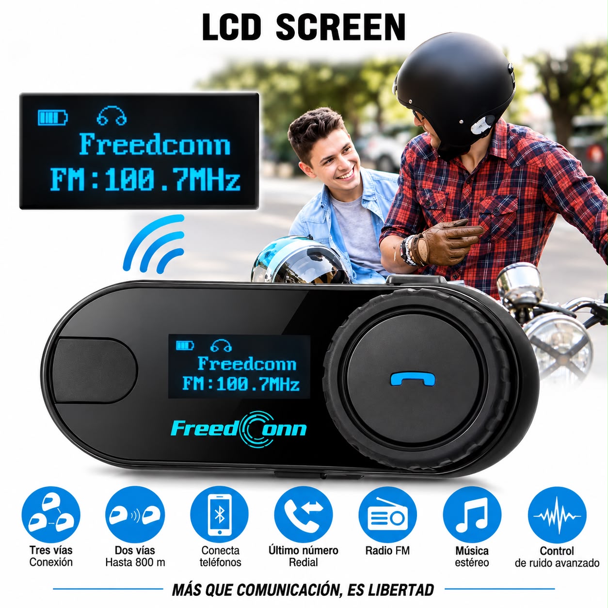 Intercomunicador Moto Bluetooth Freedconn Tcom Sc 800M Fm